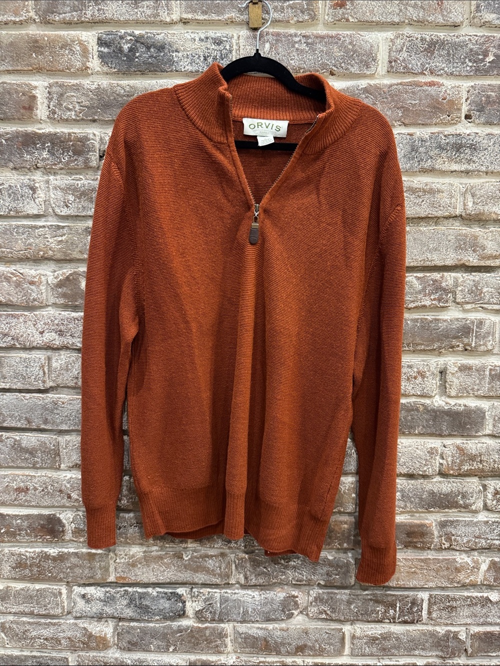 Orvis Men’s Zip-Neck Sweater in Rust Orange